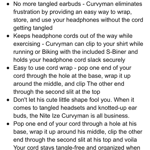 Phone Stand & Nite Ize Curvyman Cord Easy Earbud Organizer Headphones - Picture 5 of 6